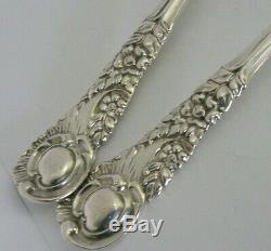 BEAUTIFUL PAIR OF VICTORIAN STERLING SILVER SERVING SPOONS 1898 ANTIQUE 92g
