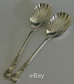 BEAUTIFUL PAIR OF VICTORIAN STERLING SILVER SERVING SPOONS 1898 ANTIQUE 92g
