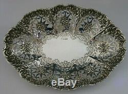 BEAUTIFUL STERLING SILVER FRUIT BREAD DISH BOWL 1898 VICTORIAN 9.25inch 212g