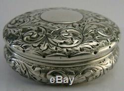 BEAUTIFUL STERLING SILVER TRINKET BOX c1900 ANTIQUE VICTORIAN 2.25 inch