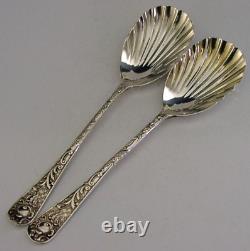 BEAUTIFUL VICTORIAN STERLING SILVER SERVING SPOONS 1897/1898 ANTIQUE 90g