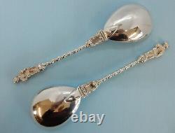 BOXED Pair Victorian Solid SILVER Figural FRUIT Spoons. Hayes Brothers 1894 111g