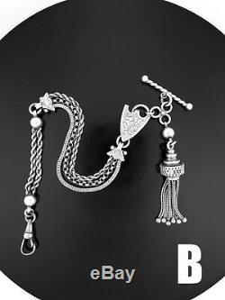#B. Victorian Sterling Silver Albertina / Albert Watch Chain / Bracelet. NICE1