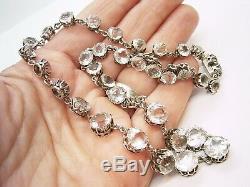 Beautiful Antique Victorian Natural Rock Crystal Solid Silver Riviere Necklace