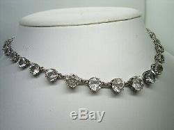 Beautiful Antique Victorian Natural Rock Crystal Solid Silver Riviere Necklace