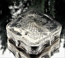 Beautiful Early Victorian Dutch Solid Silver Ornate Marriage Tobacco Box 1849
