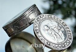 Beautiful Fine Quality French Victorian Solid Silver Cherub Embossed Snuff Box