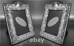 Beautiful Heavy Victorian Photo Frame Solid 925 Sterling Silver Wooden Back
