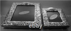 Beautiful Heavy Victorian Photo Frame Solid 925 Sterling Silver Wooden Back