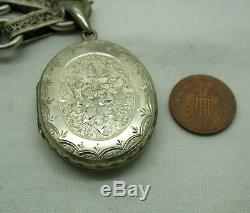 Beautiful Large Ornate Circa 1870 Victorian Silver Locket And Collarette