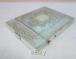Beautiful Victorian Antique Carved Rococo Mother Of Pearl Calling Card Case Box