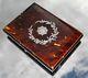Beautiful Victorian Solid Silver Inlaid Faux Blonde Tortoiseshell Card Case