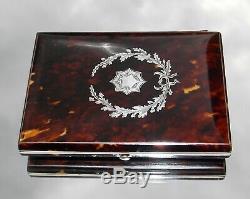 Beautiful Victorian Solid Silver Inlaid Faux Blonde Tortoiseshell Card Case