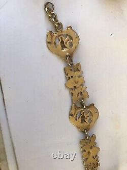 Beautiful Victorian Solid Sterling 925 Silver & Gold Gilt Bracelet
