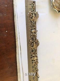 Beautiful Victorian Solid Sterling 925 Silver & Gold Gilt Bracelet