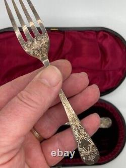 Beautiful cased Antique Victorian silver two-piece christening set