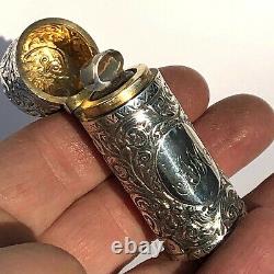 Beautifully Engraved Antique Scent Bottle Sterling Silver Hm 1887 Am