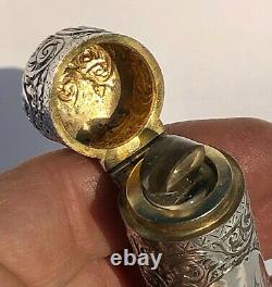 Beautifully Engraved Antique Scent Bottle Sterling Silver Hm 1887 Am
