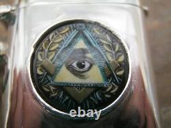 Birmingham Hallmarked Sterling Silver & Enamel Vesta Case Masonic Freemasons