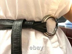 Black Leather Sterling Silver Elsa Peretti Tiffany & Co. Wrap Around Belt 46