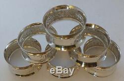 Boxed Set 6 Victorian 1896 Hallmarked Solid Silver Napkin Rings Serviette Ring