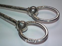 Boxed Victorian 1887 Sterling Silver Grape Scissor Tongs by Martin, Hall & Co