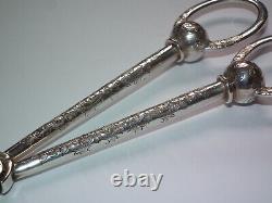 Boxed Victorian 1887 Sterling Silver Grape Scissor Tongs by Martin, Hall & Co