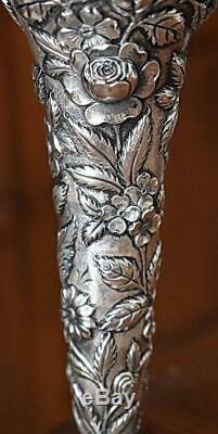 Breathtaking Victorian C 1906 S Kirk & Son Repousse Sterling Silver Trumpet Vase