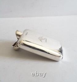 CRESTED VIC. ANT. SOLID SILVER SPIRIT / DRINKS FLASK. HT. 14cms. LON. 1896