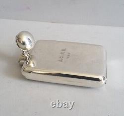 CRESTED VIC. ANT. SOLID SILVER SPIRIT / DRINKS FLASK. HT. 14cms. LON. 1896