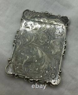 Card Case Antique Late Victorian Sterling Silver, Flip Top, 3 1/4 x 2 1/2