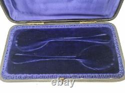 Cased Victorian Sterling Silver Serving Spoons, Art Noveau