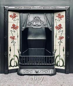 Cast Iron Tiled Fireplace / Fire Surround / Insert / Victorian Style Solid Fuel