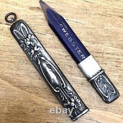 Chatelaine Pencil Webster Repousse Victorian Sterling Silver 5g Antique VTG Lily