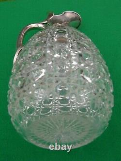 Claret jug, hallmarked silver/cut glass, J. G & S, London, about 1898