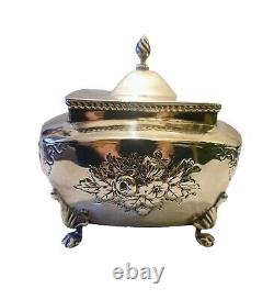 Decorative Victorian Solid Silver Tea Caddy 1874