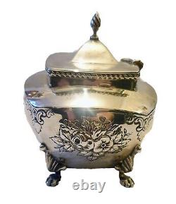 Decorative Victorian Solid Silver Tea Caddy 1874