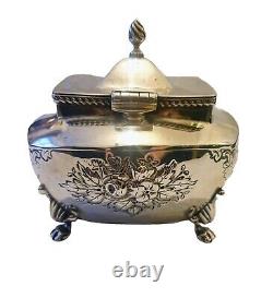 Decorative Victorian Solid Silver Tea Caddy 1874