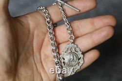 ENGLISH ANTIQUE STERLING SILVER ALBERT CHAIN Fancy