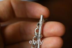 ENGLISH ANTIQUE STERLING SILVER ALBERT CHAIN Fancy