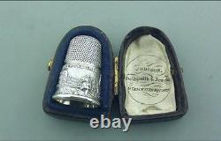 EXCELLENT CASED Victorian SILVER THIMBLE GREAT EXHIBITION 1851