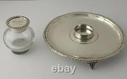 Early George III Solid Silver Desk Stand With Victorian Inkwell -201g -1767/1895