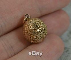 Early Victorian 9ct Gold Floral Ball Sphere Pendant or Charm t0770