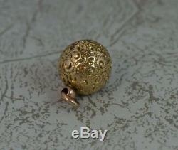 Early Victorian 9ct Gold Floral Ball Sphere Pendant or Charm t0770