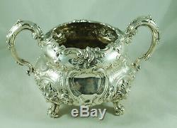 Early Victorian Crested Silver Tea Set Edward Barnards London 1850 1604g A602017