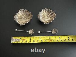 Edwardian Solid Silver Gilt Scallop Shell Salt Dishes Joseph Gloster 1902