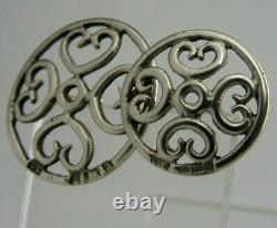 Eight Victorian Solid Sterling Silver Art Nouveau Buttons 1900 Antique Hearts