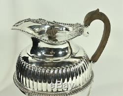 English Victorian Sterling Silver Hot Water Pitcher / Jug on Stand, with Burner