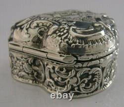 English Victorian Sterling Silver Love Heart Box 1899 Antique