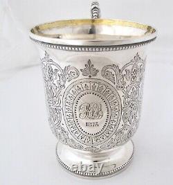 Engraved Victorian silver Christening mug George Adams London 1874